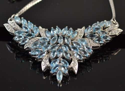 GENUINE TOP QUALITY BLUE TOPAZ 925 SILVER NECKLACE