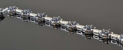 REAL SAPPHIRE AND CZ 925 SILVER BRACELET