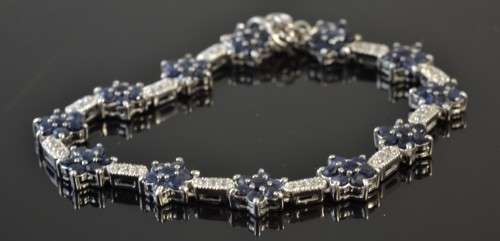 REAL SAPPHIRE AND CZ 925 SILVER BRACELET
