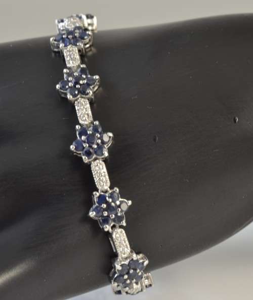 REAL SAPPHIRE AND CZ 925 SILVER BRACELET