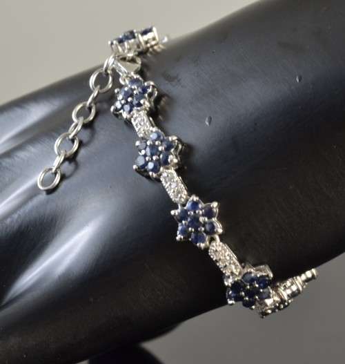 REAL SAPPHIRE AND CZ 925 SILVER BRACELET
