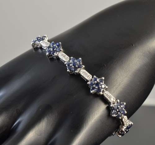 REAL SAPPHIRE AND CZ 925 SILVER BRACELET
