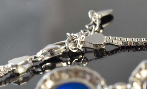 FANTASTIC TOP RICH BLUE FIRE OPAL & CZ 925 SILVER BRACELET