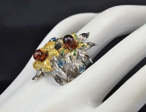 EXQUISITE DESIGN NATURAL BRIOLETTE CUT GARNET AND LONDON BLUE TOPAZ & CZ 925 SILVER RINGS SIZE 7.5