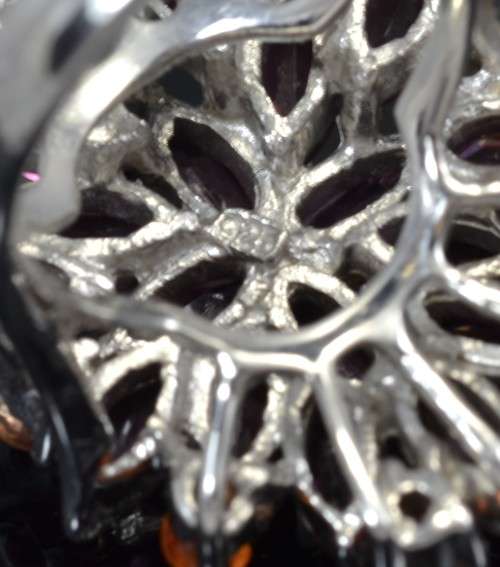 DELIGHTFUL GENUINE RHODOLITE GARNET AND FANCY SAPPHIRE 925 SILVER RING SIZE 7