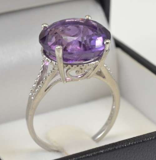 STUNNING NATURAL 14MM X 12 MM AAA OVAL AMETHYST 925 SILVER RING SIZE 7.75