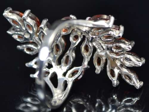 GENUINE DARK ORANGE/RED AAA GARNET 925 SILVER RING SIZE 7