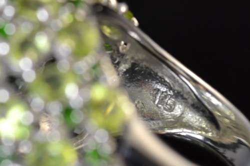 LARGE DOME SHAPE GENUINE PERIDOT &CHROME DIOPSIDE 925 SILVER RING SIZE 8