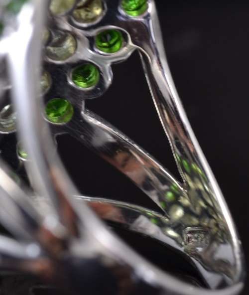 LARGE GENUINE PERIDOT & CHROME DIOPSIDE 925 SILVER RING SIZE 8