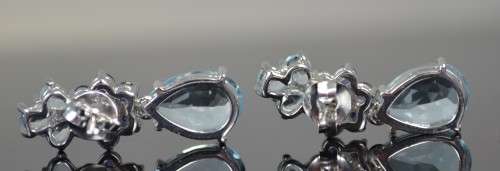 REAL TOPAZ AND SAPPHIRE 925 SILVER EARRINGS