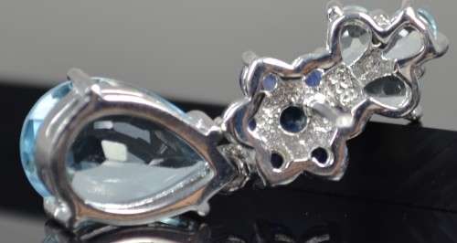 REAL TOPAZ AND SAPPHIRE 925 SILVER EARRINGS