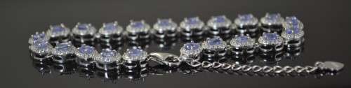 REAL TANZANITE AND CZ 925 SILVER BRACELET