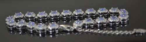 REAL TANZANITE AND CZ 925 SILVER BRACELET