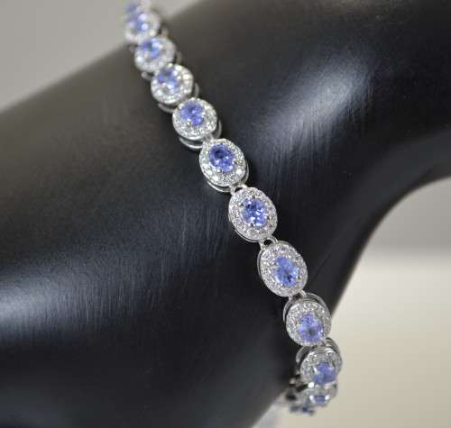REAL TANZANITE AND CZ 925 SILVER BRACELET
