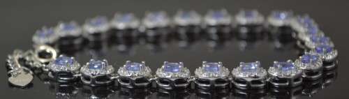 REAL TANZANITE AND CZ 925 SILVER BRACELET