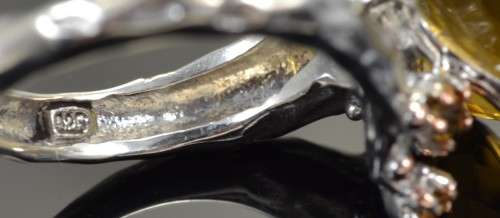 NATURAL AAA COGNAC QUARTZ AND CITRINE 925 SILVER RING SIZE 7.25