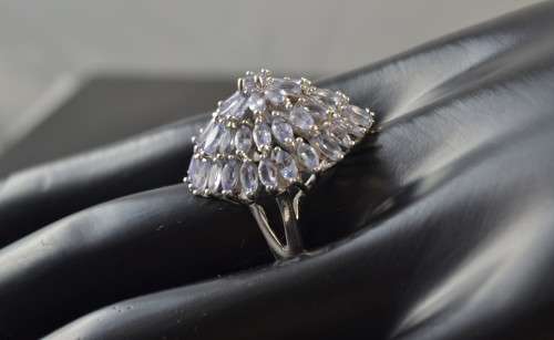 ELEGANT REAL TANZANITE 925 SILVER SIZE 9.5