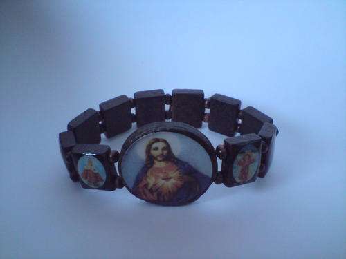 NEW ! Religious Christian Bracelet  - Classic High Gloss Varnished Wood