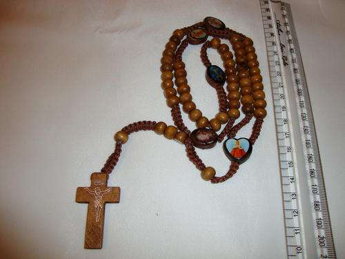 "Christian" Varnished Wooden Bead Rosary