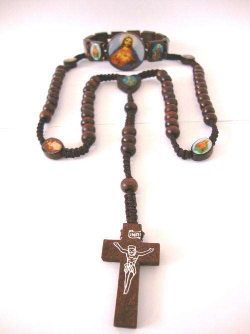"Christian" (COMBO SET) Varnished Wood Bead - Bracelet & Rosary Set