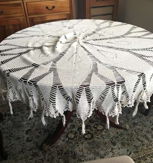 Vintage Crochet Round Tablecloth