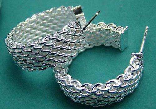 Silver Mesh Hoop Earrings