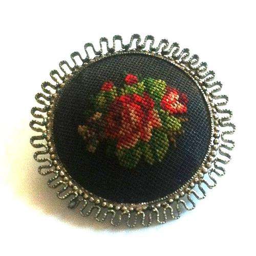 Vintage Petit Point Brooch