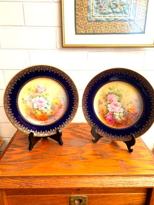 Set  of two LimogeHand Painted Display Plates