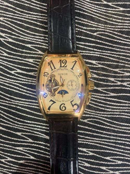 SEWOR RECTANGULAR MECHANICAL MENS WATCH