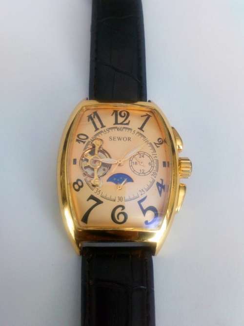 SEWOR RECTANGULAR MECHANICAL MENS WATCH