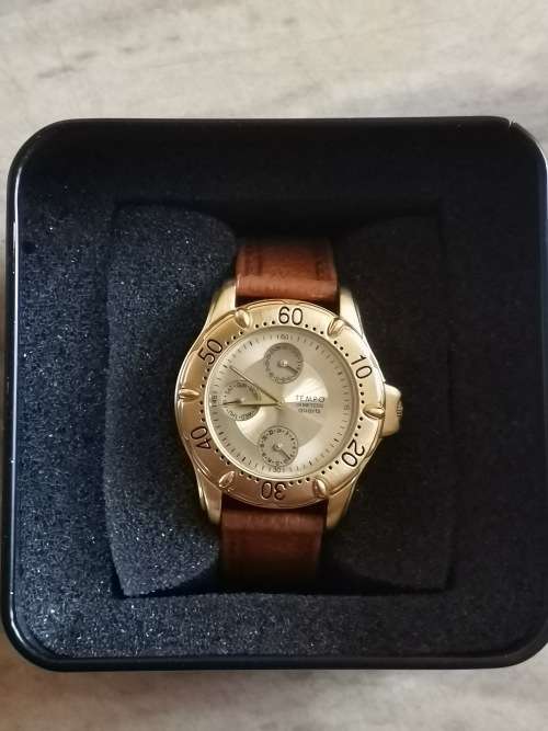 $$$BARGAIN$$$ MENS GOLD PLATED TEMPO WATCH WITH ORIGINAL BOX