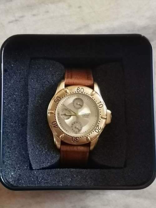 $$$BARGAIN$$$ MENS GOLD PLATED TEMPO WATCH WITH ORIGINAL BOX