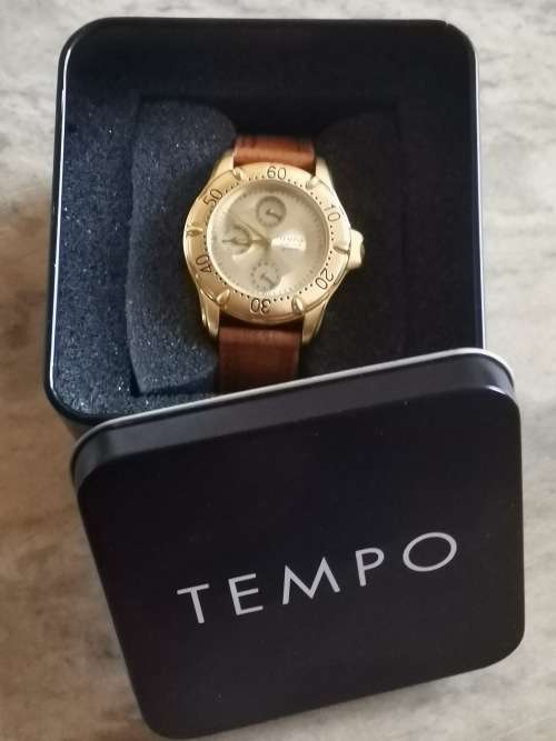 $$$BARGAIN$$$ MENS GOLD PLATED TEMPO WATCH WITH ORIGINAL BOX
