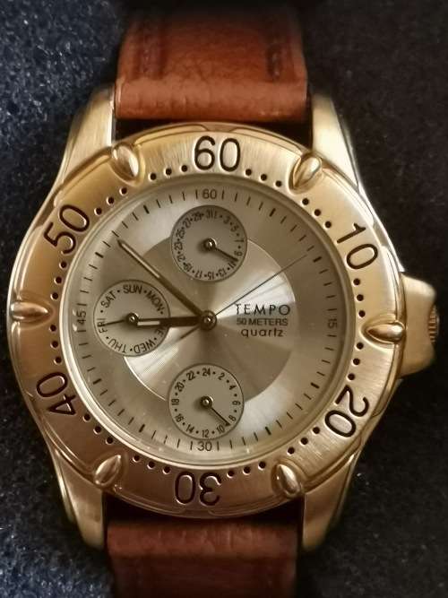 $$$BARGAIN$$$ MENS GOLD PLATED TEMPO WATCH WITH ORIGINAL BOX