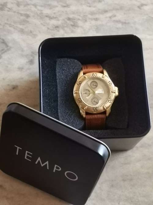 $$$BARGAIN$$$ MENS GOLD PLATED TEMPO WATCH WITH ORIGINAL BOX