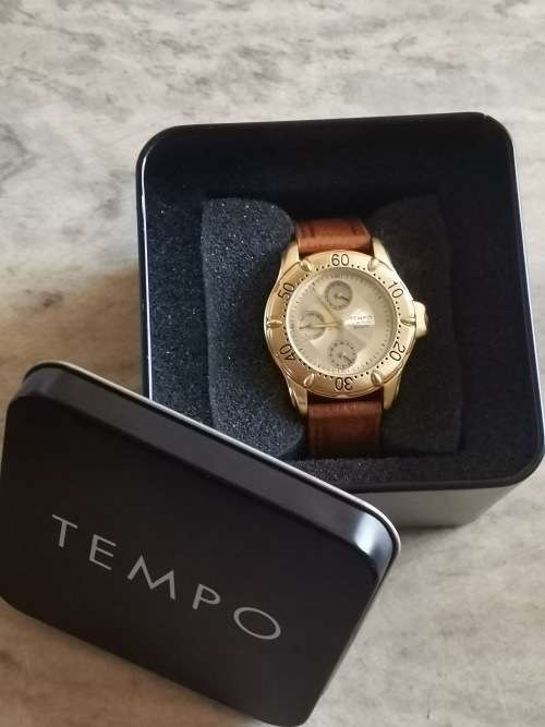 $$$BARGAIN$$$ MENS GOLD PLATED TEMPO WATCH WITH ORIGINAL BOX