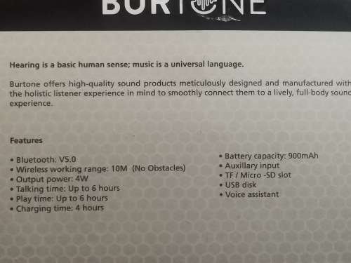 BURTONE PORTABLE WIRELESS BLUETOOTH SPEAKER - NEW IN BOX