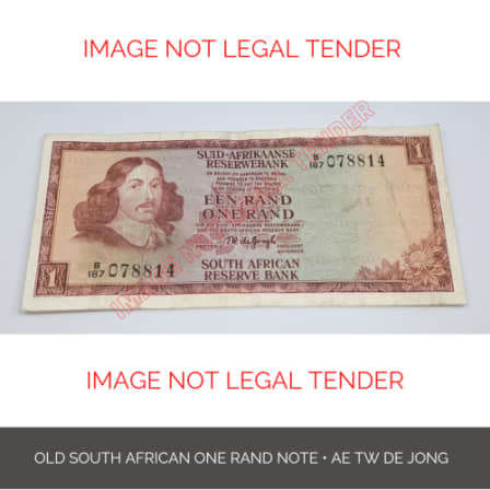 OLD SOUTH AFRICAN R1 BANK NOTE TW DE JONGH