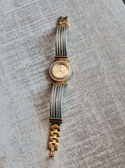 LADIES GOLD PLATED LANCO WATCH WITH CABLE STRAP IN EXCELLENT WORKING CONDITION VALUED @ R1200