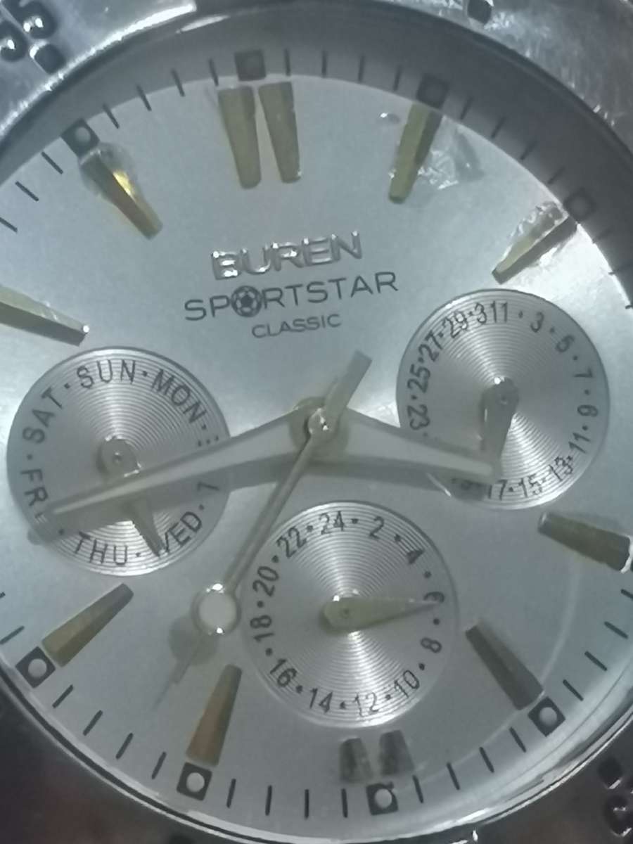 BUREN SPORTSTAR CLASSIC MENS STAINLESS STEEL WATCH IN EXCELLENT WORKING CONDITION