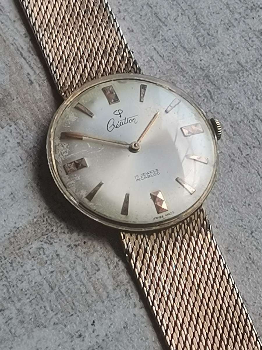 VINTAGE MENS CREATION 17 JEWELS SWISS MADE WATCH IN EXCELLENT WORKING CONDITION