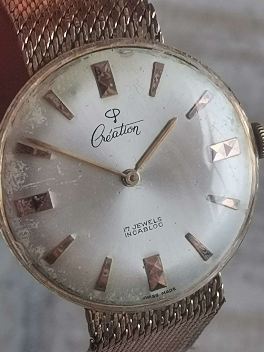 VINTAGE MENS CREATION 17 JEWELS SWISS MADE WATCH IN EXCELLENT WORKING CONDITION