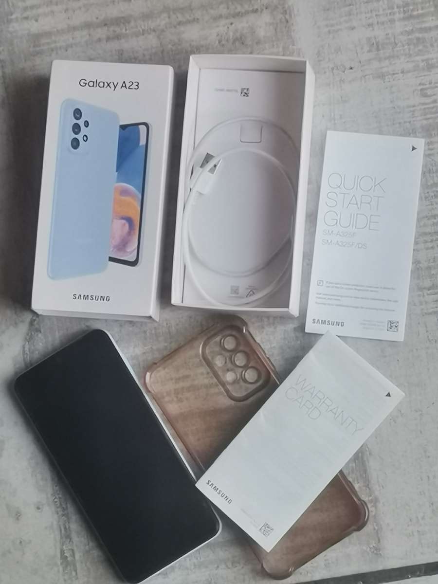 SAMSUNG GALAXY A23 DUAL SIM CELLPHONE WITH BOX AND ACCESSORIES