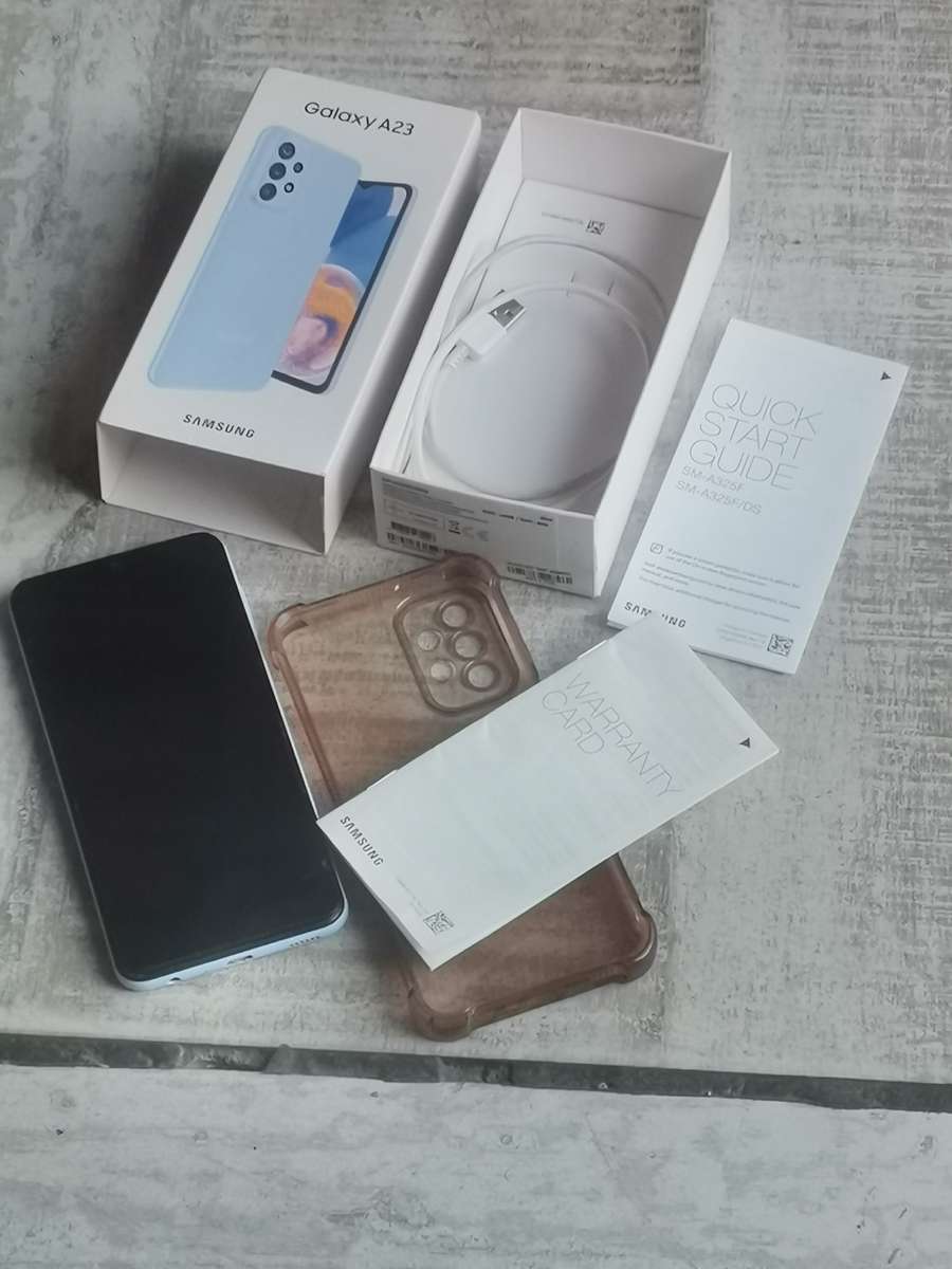 SAMSUNG GALAXY A23 DUAL SIM CELLPHONE WITH BOX AND ACCESSORIES