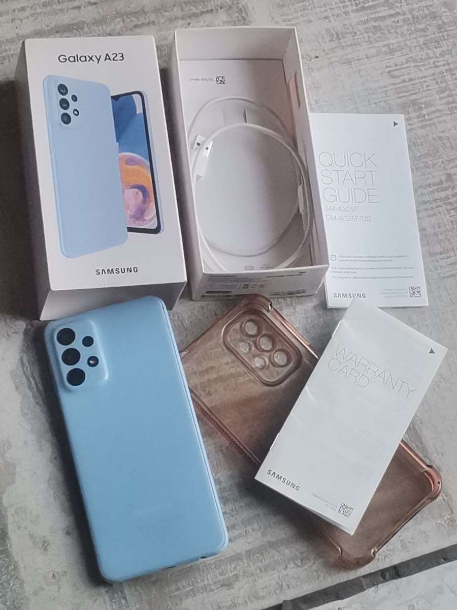 SAMSUNG GALAXY A23 DUAL SIM CELLPHONE WITH BOX AND ACCESSORIES