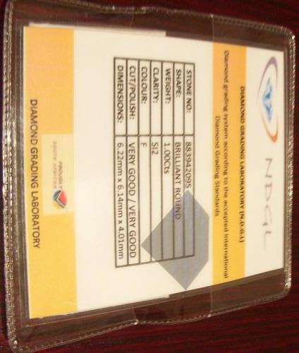 1.00CT BRILLIANT ROUND DIAMOND CERTIFIED EGL/EGS/NDGL WITH APPRAISAL COLOUR:F CLARITY:SI2