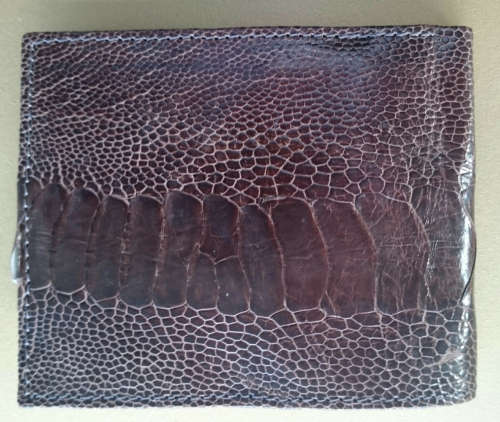Ostrich Leg Leather Wallet Brown