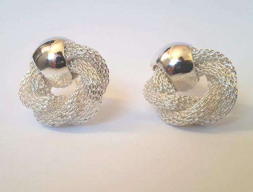 Set of Silver Knot Earrings 20mm