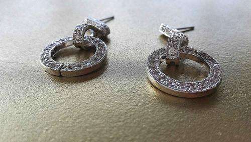 Set of Earrings Diamante Ring