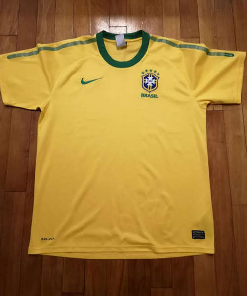 Vintage Brazil Football Jersey (Large) + Flag